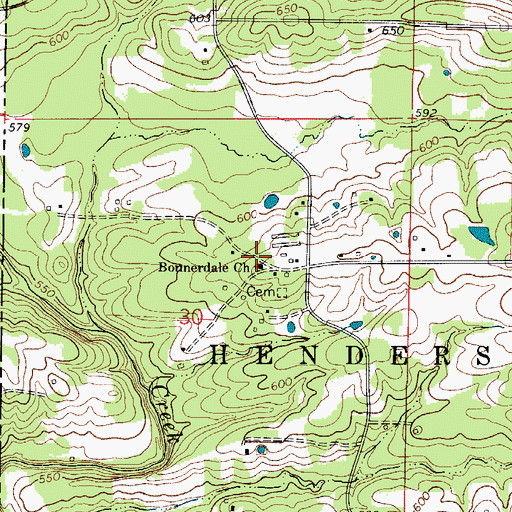 Topographic Map of Bonnerdale Church, AR
