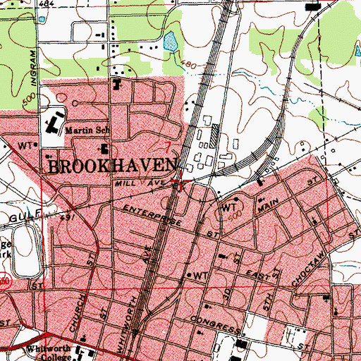 Topographic Map of Mississippi Central Junction, MS