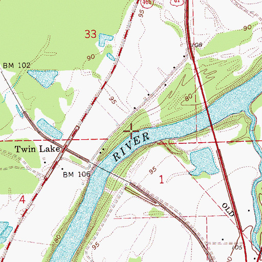 Topographic Map of Beasleys Landing (historical), MS