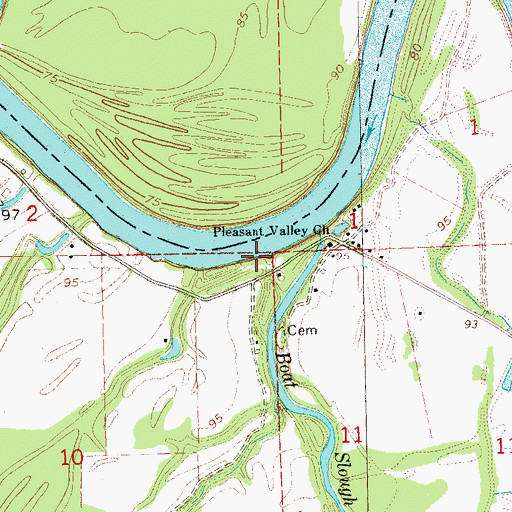 Topographic Map of Boats Slough Landing (historical), MS