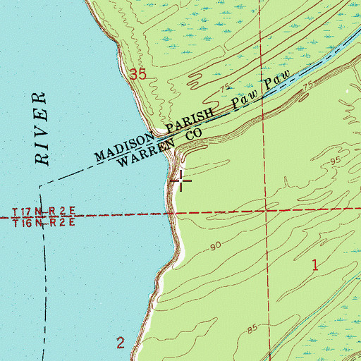 Topographic Map of Browns Point Landing, MS