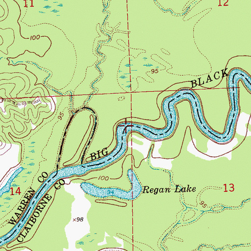 Topographic Map of Halls Ferry (historical), MS