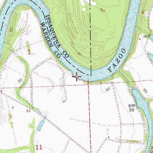 Topographic Map of Lakes Landing (historical), MS