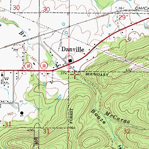 Topographic Map of Booze Hollow, AR