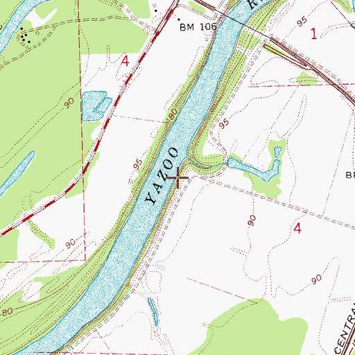 Topographic Map of Redwood Landing (historical), MS