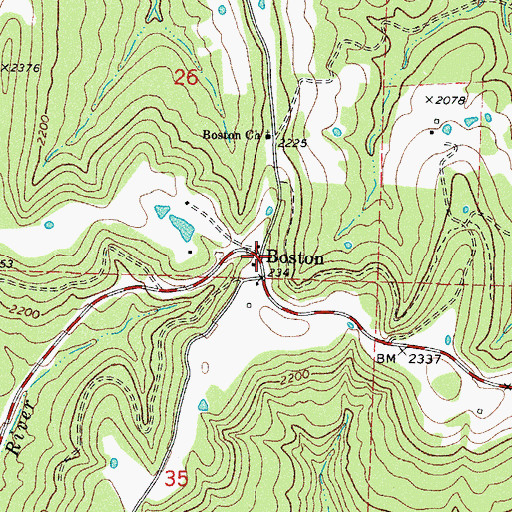 Topographic Map of Boston, AR