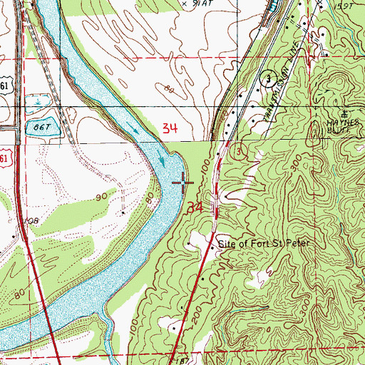 Topographic Map of Snyders Bluff Landing (historical), MS