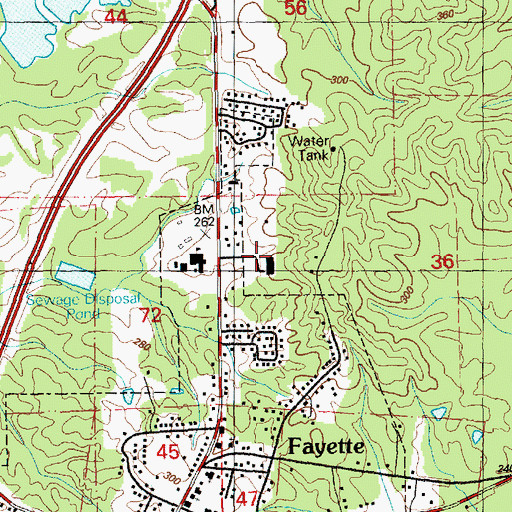 Topographic Map of Jefferson County High School, MS