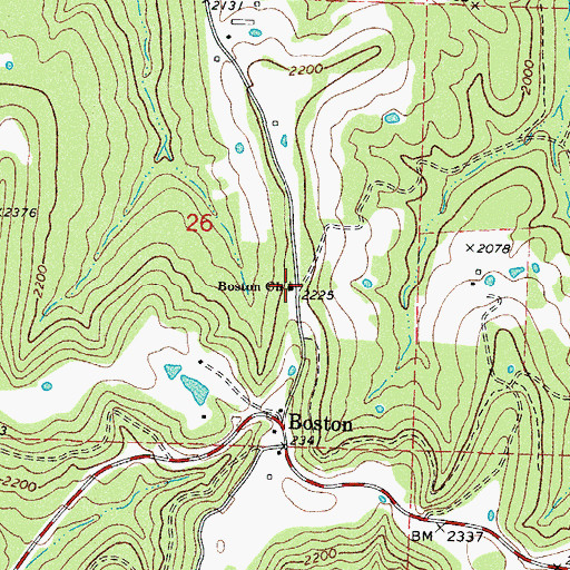 Topographic Map of Boston Church, AR