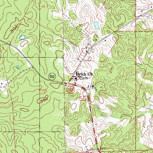 Topographic Map of Red Lick Cemetery, MS