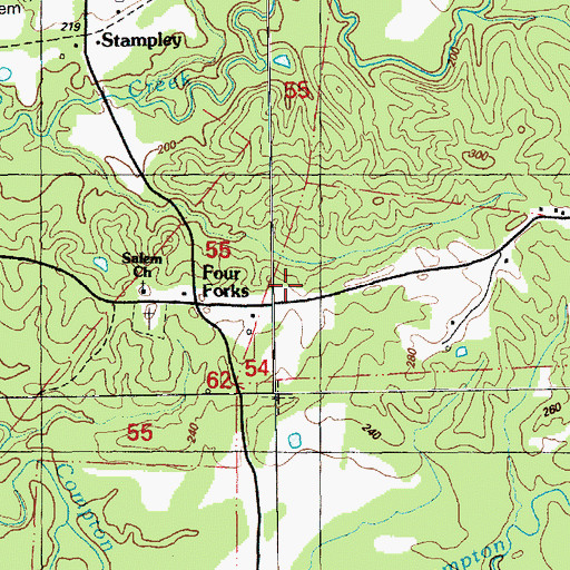 Topographic Map of Salem Baptist Church (historical), MS