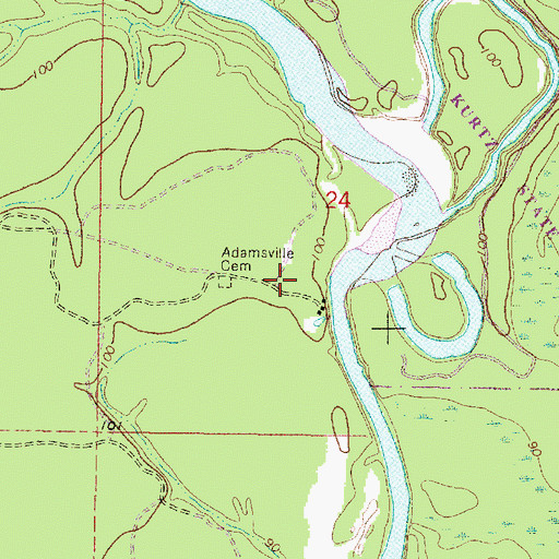 Topographic Map of Adamsville (historical), MS