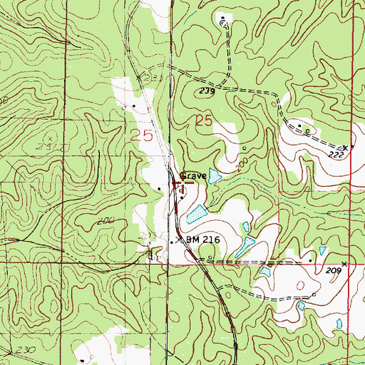 Topographic Map of Bradley Cemetery, MS
