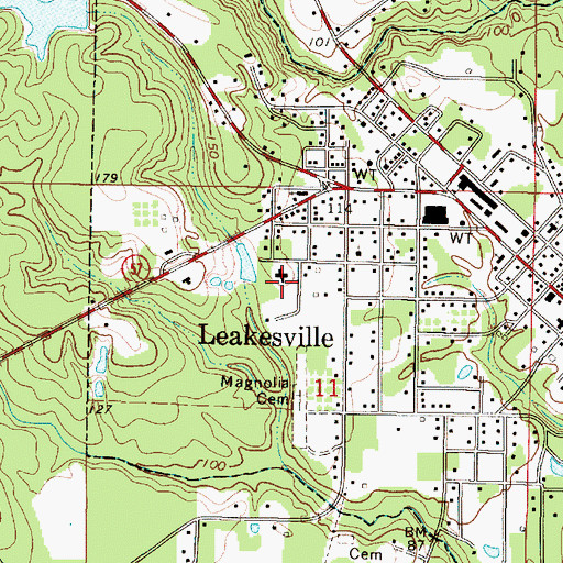 Topographic Map of Greene County Hospital, MS