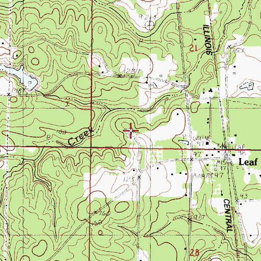 Topographic Map of Leaf Cemetery, MS