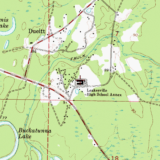 Topographic Map of Greene County Vocational School, MS