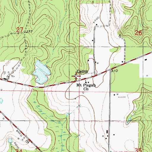 Topographic Map of Maples Cemetery, MS