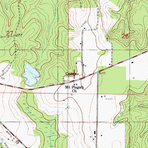Topographic Map of Mount Pisgah Cemetery, MS