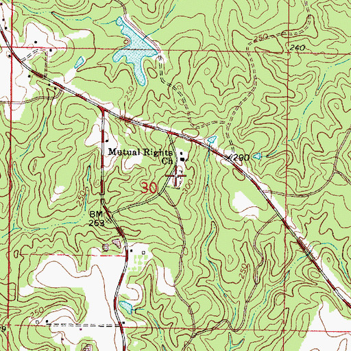 Topographic Map of Mutual Rights Cemetery, MS