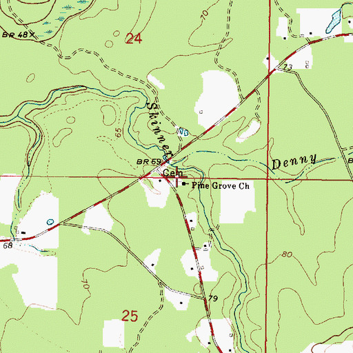 Topographic Map of Pine Grove Cemetery, MS
