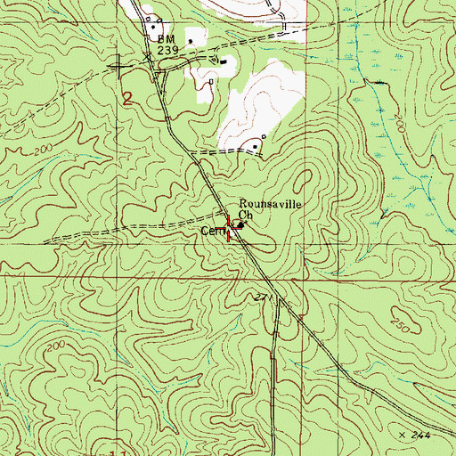 Topographic Map of Rounsaville Cemetery, MS