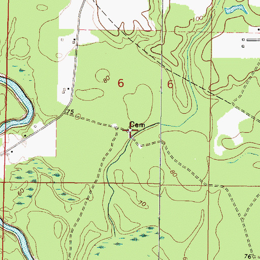 Topographic Map of Williams Cemetery, MS