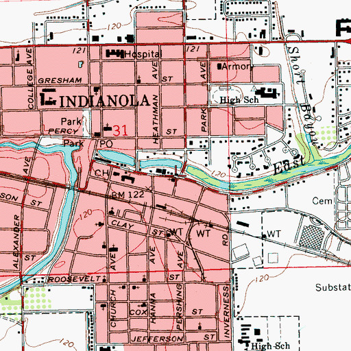 Topographic Map of Church of the Immaculate Conception, MS