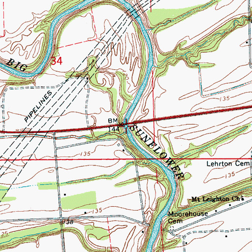 Topographic Map of Dewberry Ferry (historical), MS
