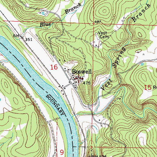 Topographic Map of Boswell, AR