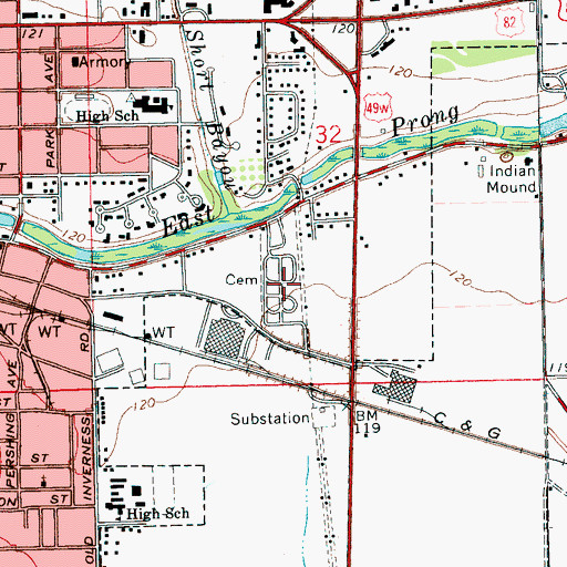 Topographic Map of Indian Bayou Church (historical), MS