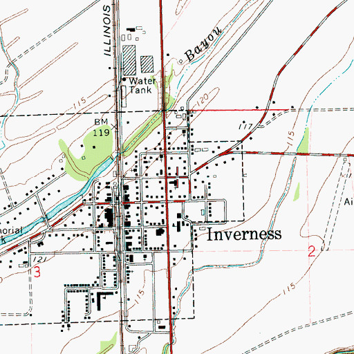 Topographic Map of Inverness Baptist Church, MS