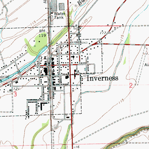 Topographic Map of Inverness High School (historical), MS