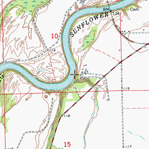 Topographic Map of Johnsons Landing, MS