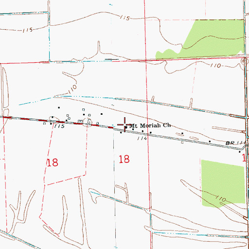 Topographic Map of Mount Moriah School (historical), MS