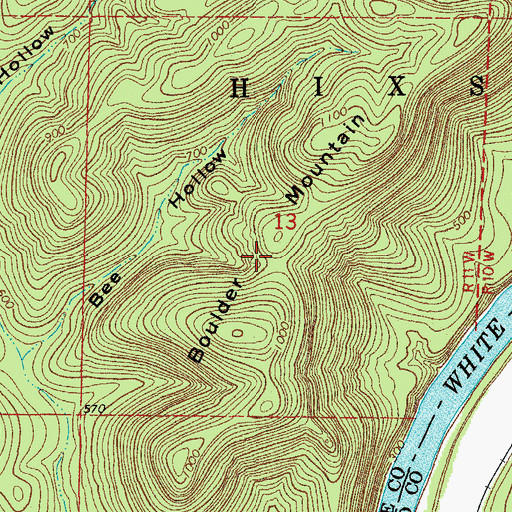 Topographic Map of Boulder Mountain, AR