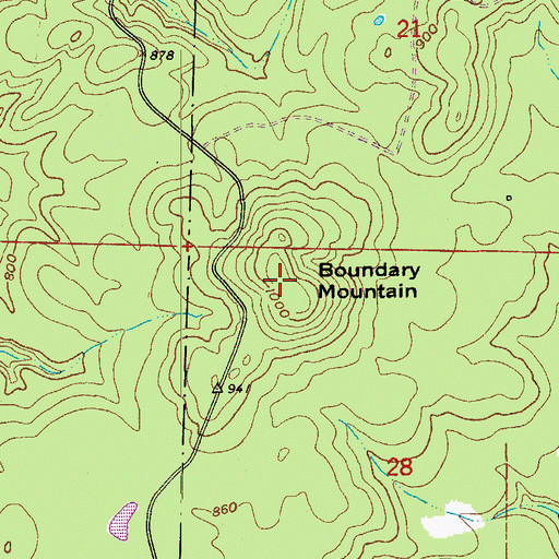 Topographic Map of Boundary Mountain, AR