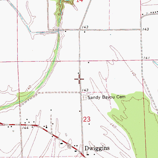 Topographic Map of Sandy Bayou, MS