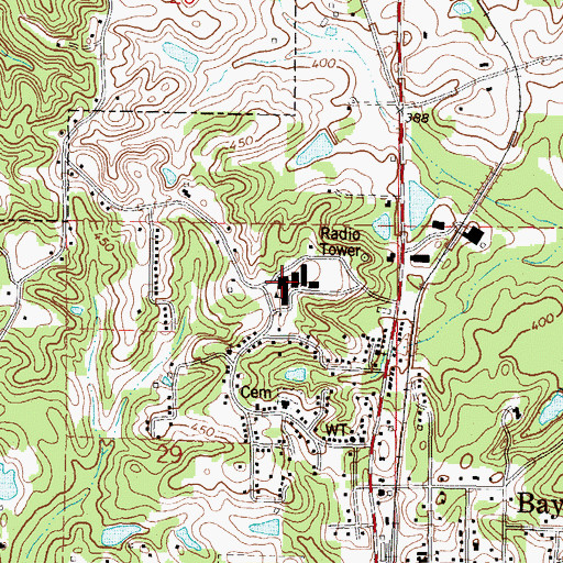 Topographic Map of Bay Springs Middle School, MS