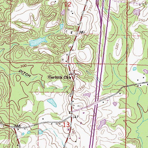 Topographic Map of Corinth Cemetery, MS
