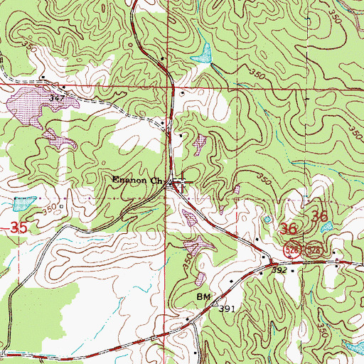 Topographic Map of Enon Cemetery, MS