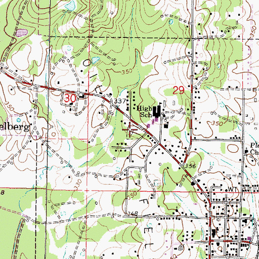 Topographic Map of Heidelberg Cemetery, MS