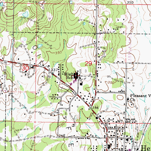 Topographic Map of Heidelberg High School, MS