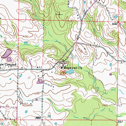 Topographic Map of Hopewell Cemetery, MS
