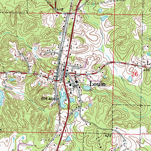 Topographic Map of Louin Cemetery, MS