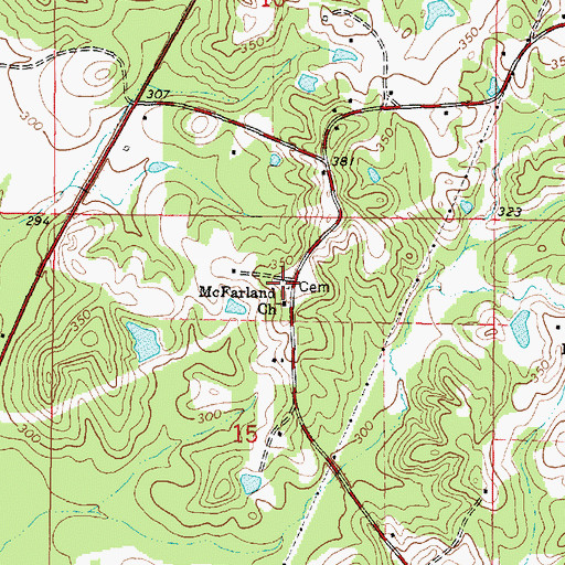 Topographic Map of McFarland Cemetery, MS