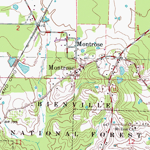Topographic Map of Montrose Cemetery, MS