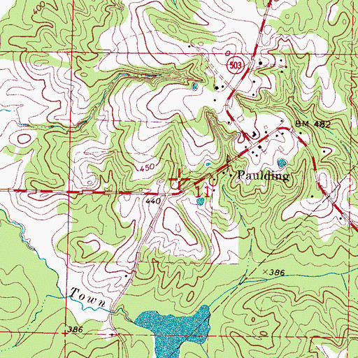 Topographic Map of Paulding Cemetery, MS