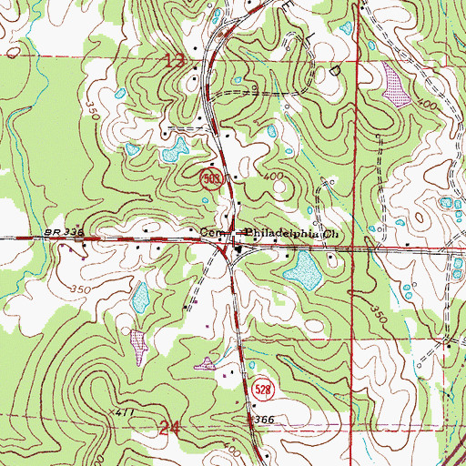 Topographic Map of Philadelphia Cemetery, MS