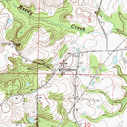 Topographic Map of Providence Cemetery, MS