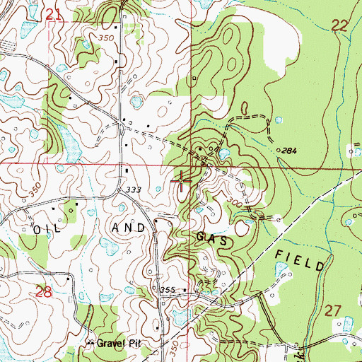 Topographic Map of Rodessa Oil Pool, MS